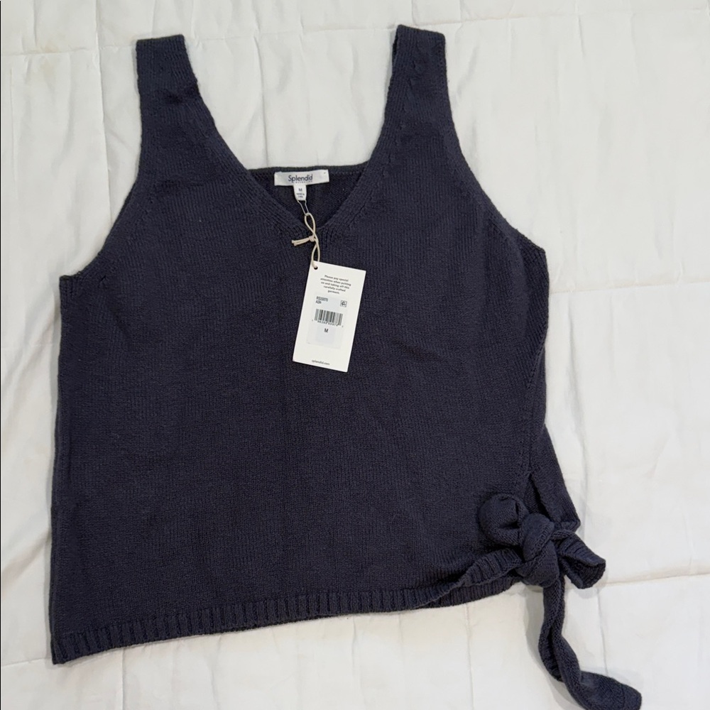 Splendid women's sweater vneck tank with side tie

NWT